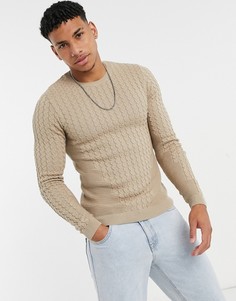 Легкий светло-бежевый облегающий джемпер ASOS DESIGN