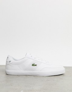 Белые кожаные кроссовки с полосками Lacoste-Белый