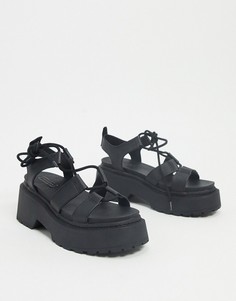 Черные сандалии на платформе со шнуровкой Topshop-Черный
