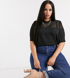 Черный топ с прозрачной вставкой ASOS DESIGN Curve