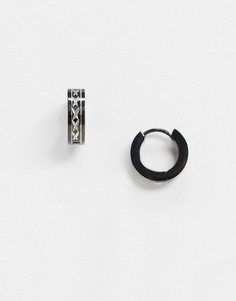 Черные серьги-кольца из нержавеющей стали с гравировкой ASOS DESIGN-Черный