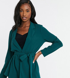 Зеленый трикотажный пиджак с запахом ASOS DESIGN Tall
