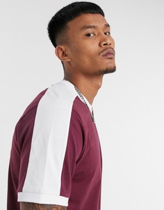 Бордовая футболка с контрастными вставками на плечах ASOS DESIGN-Красный