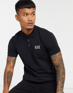 Черное поло стретч с логотипом Armani-Черный EA7