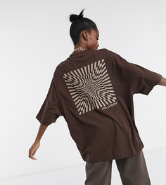 Коричневая футболка в стиле oversized с принтом COLLUSION Unisex-Коричневый