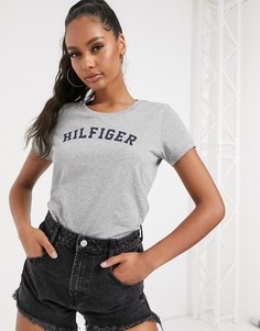 Темно-синяя хлопковая футболка с логотипом Tommy Hilfiger-Темно-синий
