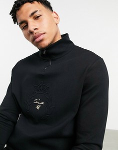Черный спортивный топ с молнией SikSilk x Dani Alves