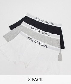 Набор из 3 боксеров-брифов черного, серого и белого цвета Brave Soul-Мульти