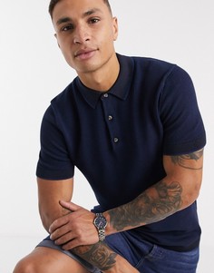 Темно-синее поло Selected Homme-Темно-синий