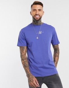 Синяя футболка с ровным низом SikSilk-Синий