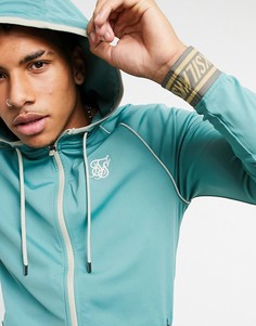 Худи со сквозной молнией и овальным вырезом SikSilk-Синий