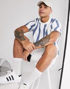 Серый свитшот в полоску с короткими рукавами Topman
