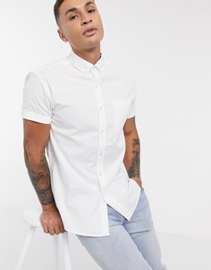 Белая оксфордская рубашка с короткими рукавами Topman-Белый