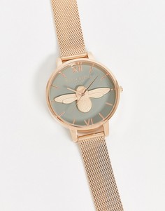 Золотисто-розовые часы с сетчатым браслетом Olivia Burton-Золотой