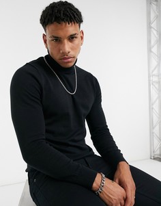 Черная водолазка из органического хлопка Burton Menswear-Черный