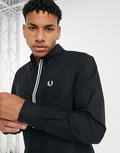 Черная рубашка с отделкой на пуговичной планке Fred Perry-Черный