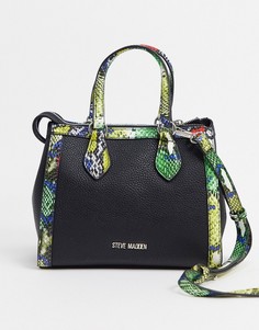 Черная сумка-тоут со змеиной отделкой Steve Madden-Черный