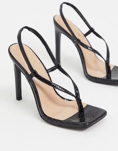 Черные босоножки на каблуке со змеиным эффектом Steve Madden-Черный