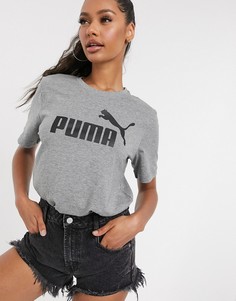 Серая футболка с логотипом Puma Essential-Серый
