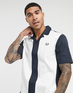 Темно-синяя рубашка в стиле колор блок Fred Perry-Темно-синий