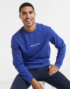 Синий свитшот с вышитым логотипом Fred Perry