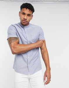 Синяя рубашка с короткими рукавами и принтом Burton Menswear-Синий
