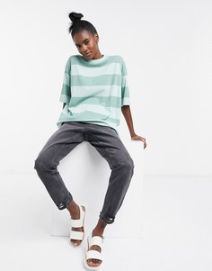 Футболка в стиле oversized с однотонными полосками ASOS DESIGN-Зеленый