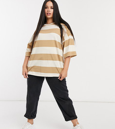 Oversized-футболка с полосками ASOS DESIGN Curve-Зеленый