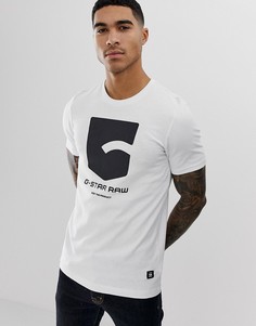 Белая футболка с большим логотипом G-Star-Белый