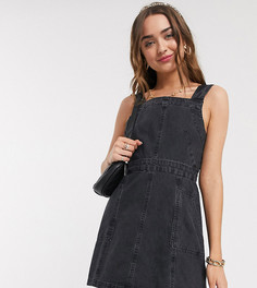 Черный джинсовый сарафан ASOS DESIGN Petite