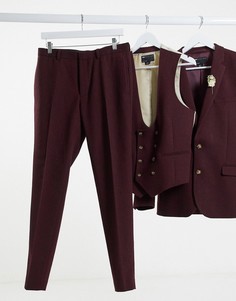 Бордовые суперузкие брюки ASOS DESIGN wedding-Красный