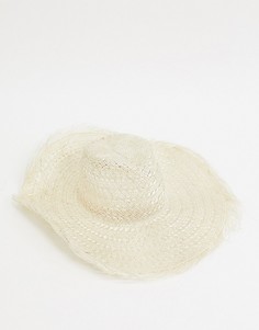 Соломенная шляпа с необработанными краями ASOS DESIGN-Коричневый