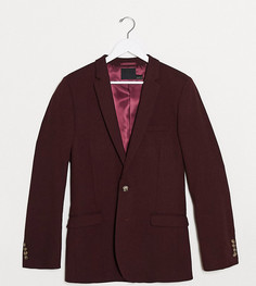 Супероблегающий бордовый пиджак с добавлением шерсти ASOS DESIGN Tall wedding-Красный