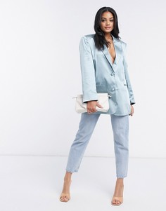 Синий атласный пиджак ASOS DESIGN