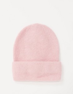 Светло-розовая шапка-бини из полушерстяной пряжи Pieces-Розовый