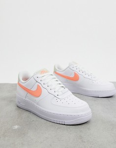 Кроссовки белого/оранжевого/бежевого цвета Nike Air Force 1 07-Оранжевый