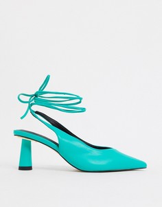 Зеленые туфли на каблуке с завязками ASOS DESIGN-Зеленый