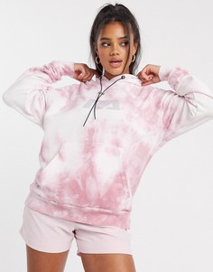 Розовый oversized-худи с логотипом и принтом тай-дай Night Addict-Серый