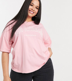 Oversized-футболка с принтом ASOS DESIGN Curve-Розовый