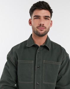 Свободная рубашка навыпуск цвета хаки River Island-Зеленый