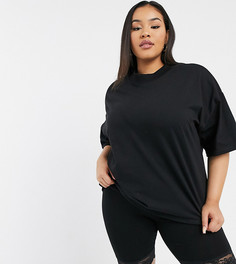 Черная свободная футболка с вырезом под горло ASOS DESIGN Curve-Черный