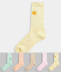 Набор из 5 пар спортивных носков с вышивкой фруктов ASOS DESIGN-Мульти