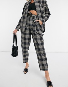 Брюки в клетку от комплекта с завязками Object-Черный