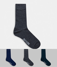 3 пары носков (серые/темно-синие/синие) Only & Sons-Серый
