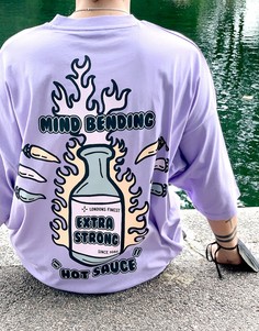 Лавандовая oversized-футболка с принтом ASOS DESIGN-Фиолетовый