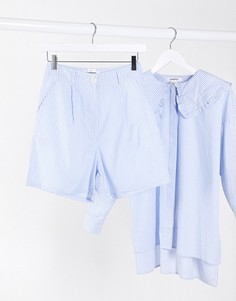 Свободные строгие шорты в полоску от комплекта Glamorous-Синий