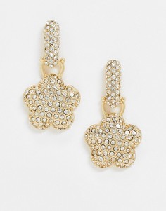 Золотистые серьги-подвески с кристаллами ASOS DESIGN-Золотой
