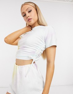 Кроп-топ со сборками сбоку и принтом тай-дай Missguided-Мульти