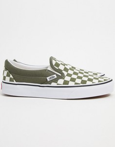 Зелено-белые кеды-слипоны в шахматную клетку Vans Classic-Фиолетовый