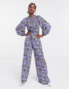 Комбинезон с длинными рукавами и широкими штанинами ASOS DESIGN-Мульти